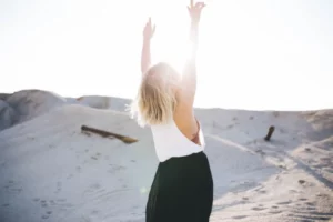 happy lady feeling joyful