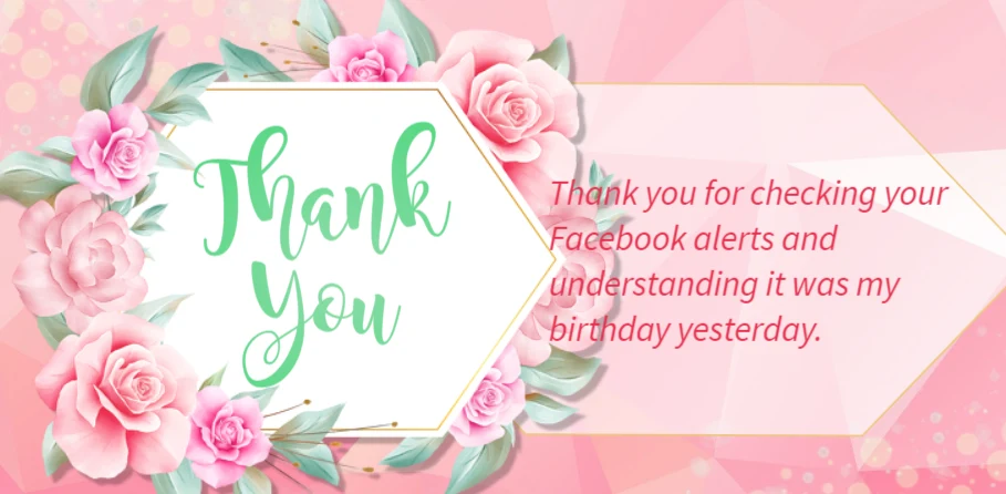 Pink Floral Thank You Card for the birthday wishes image